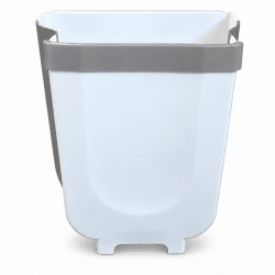 Pladsbesparende og robust affaldsspand i kraftig plast. Det sammenklappelige design fylder minimalt ved opbevaring og rummer op