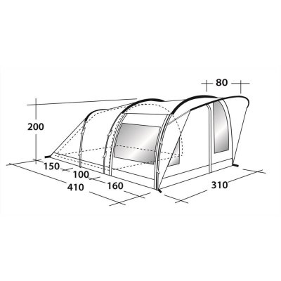 Dimensional tegning til Outwell Rockwell 5 Tent 2018