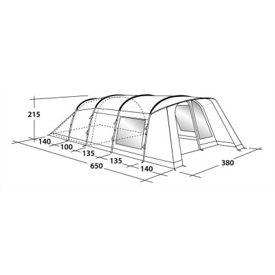 Dimensional tegning af familieteltet Outwell Whitecove 6 2018