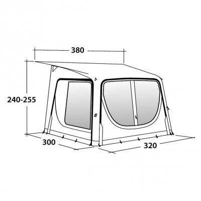 Dimensionel tegning af forteltet Outwell Tide 320SA