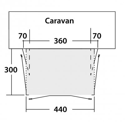 Plantegning af forteltet Outwell Tide 440SA.