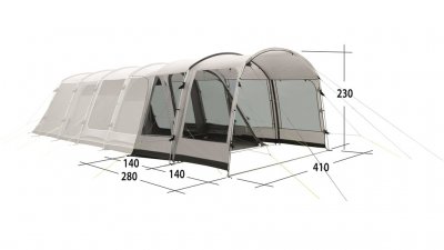 Universal forlængelse til familietelt med en bredde op til 410 cm.