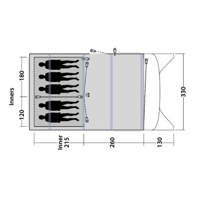 Plan for familien telt Outwell Avondale 5PA
