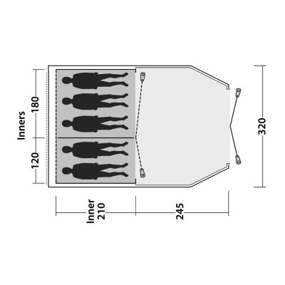 Plan til Outwell Dash 5 Camping Telt til 5 personer.