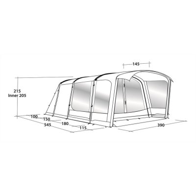 Dimensionskitse Outwell Rockland 5P familietelt