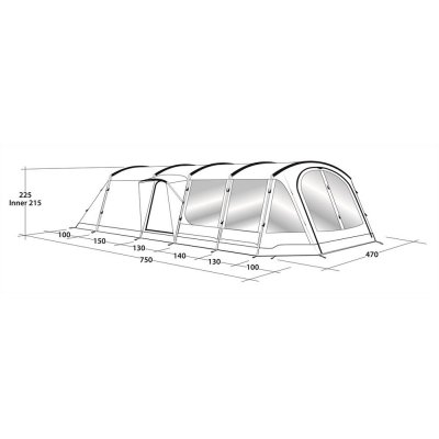Dimensionskitse af Outwell Vermont 7P familietelt
