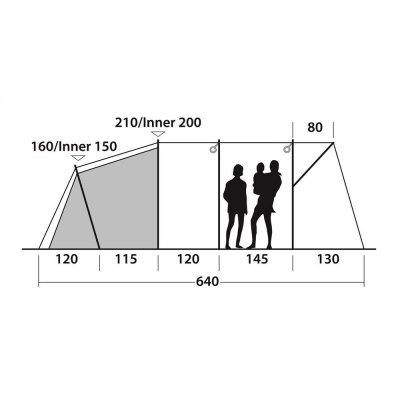 Højde skitse Outwell Willwood 5 Familietelt 2020