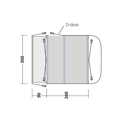 Plantegning Outwell Newburg 260 Air RV telt 270 - 300 cm