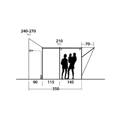 Højde skitse Outwell Newburg 260 Bobil telt 240-270 cm
