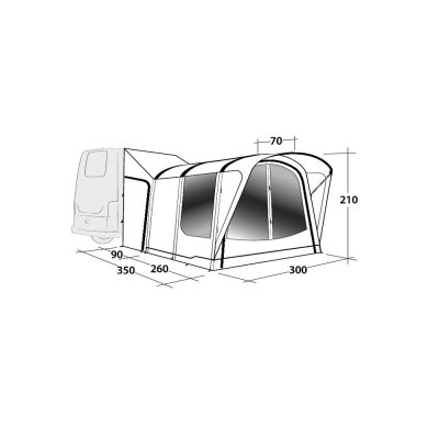 Dimensionskitse Outwell Newburg 260 RV telt 270-300 cm