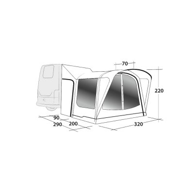 Dimensioner for Outwell Parkville 200SA XTRA Tall Autocamper telt