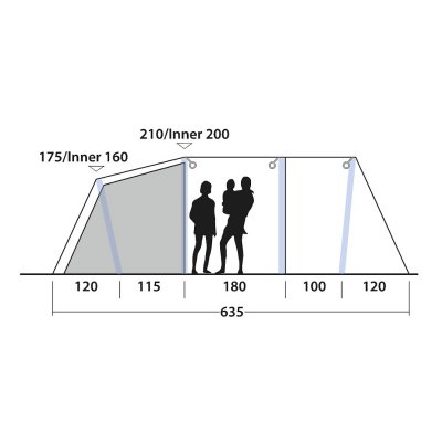 Højdeskits af familieteltet Outwell Parkdale 4PA