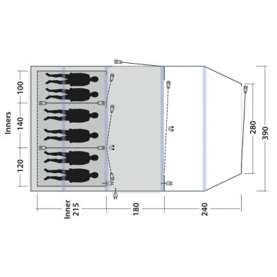 Plan for familien telt Outwell Parkdale 6PA
