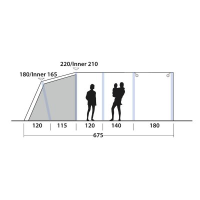 Højdeskits af familieteltet Outwell Birchdale 6PA