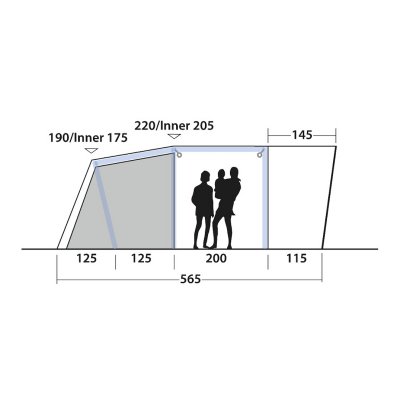 Højde skitse Outwell Roseville 6SA familietelt