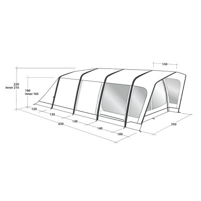 Dimensioner til Outwell Hayward Lake 5ATC telt.