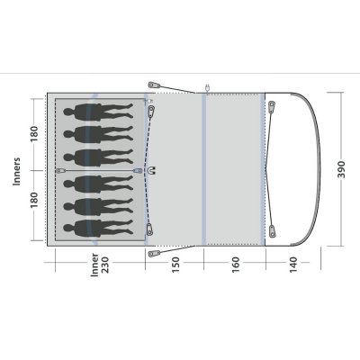 Plan for Outwell Hayward Lake 6ATC familietelt.