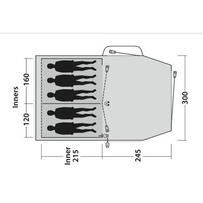 Grundplan for Outwell Springwood 5 telte.