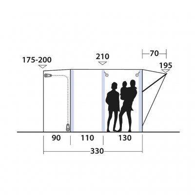 Outwell Newburg 260 Air Biltelt højde skitse