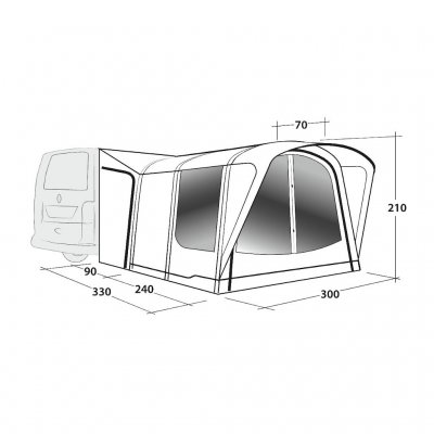 Outwell Newburg 240 Air Biltelt 175 - 200 cm dimension skitse