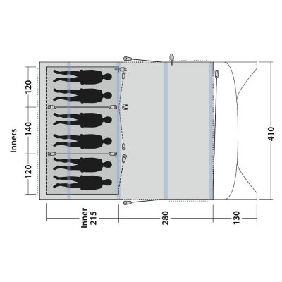 Plan for familien telt Outwell Avondale 6PA