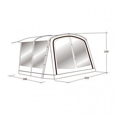 Dimensioner for Outwell Universal tilbygning Size 6