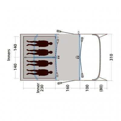 Plan for Outwell Hayward Lake 4ATC familietelt.