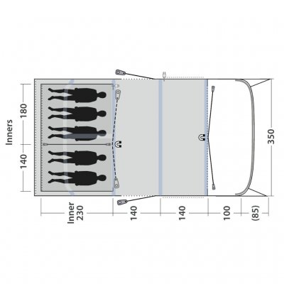 Plan for Outwell Hayward Lake 5ATC familietelt.