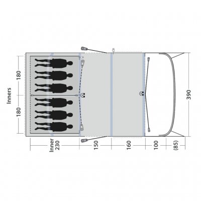 Plan for Outwell Hayward Lake 6ATC familietelt.