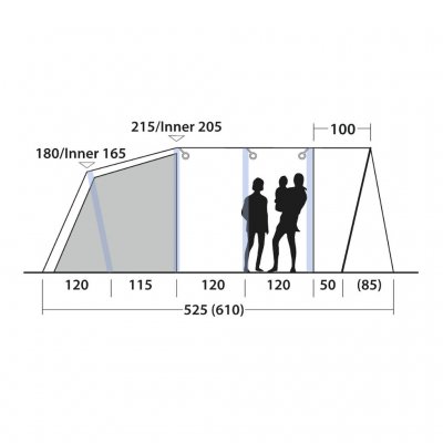 Højdeskits af familieteltet Outwell Avondale 4PA