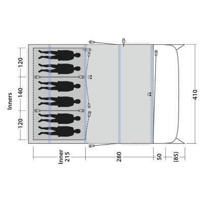 Plan for familien telt Outwell Avondale 6PA
