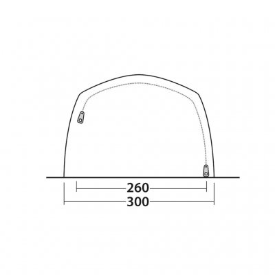 Skitse til dimensioner af dør på Outwell Utah 5.