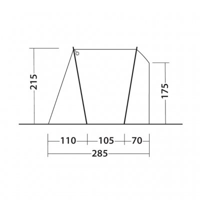 Dimensioner for forbindelse til bilen for Outwell Dunecrest S