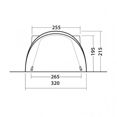 Dimensioner for forbindelse til bilen for Outwell Seacrest