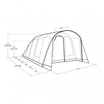 Dimensioner på Outwell Moonhill 5 Air telt