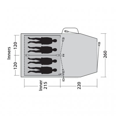 Grundplan for Outwell Blackwood 4 telte.