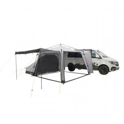 Outwell Fastlane 300 Shelter med en væg nede og en monteret som soltag.