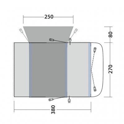 Outwell Wolfburg 380 Air Autocamper Telt 240-270 cm grundplan