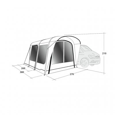 Outwell Wolfburg 380 Air Biltelt 175 - 200 cm dimension skitse