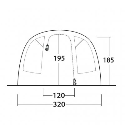 Dørskitse for familieteltet Outwell Denver 5.