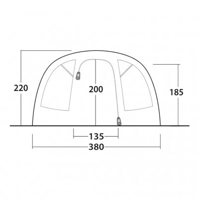 Dørskitse for familieteltet Outwell Denver 6.