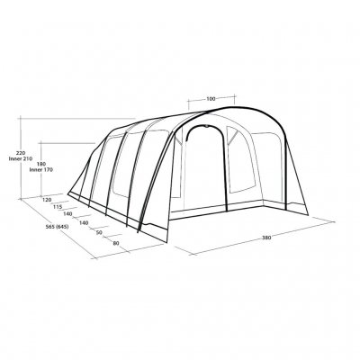 Målskitse for familieteltet Outwell Denver 6.