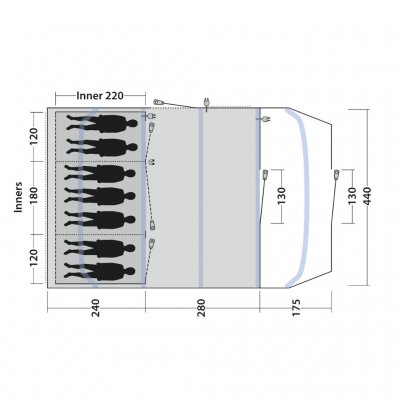 Grundplan for Tennessee 7 Air familietelt