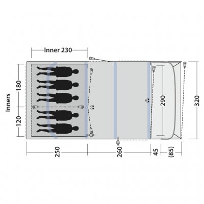 Plantegning for Outwell Florida 5 Air familieteltet