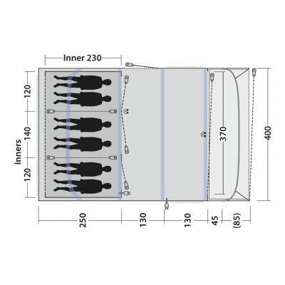 Plantegning for Outwell Florida 6 Air familieteltet