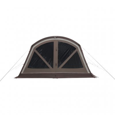 Outwell Alabama 6 Air TC set forfra med lukket front, der viser teltets elegante og beskyttede design.
