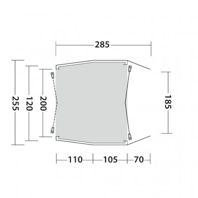 Grundplan for Outwell Dunecrest biltelt