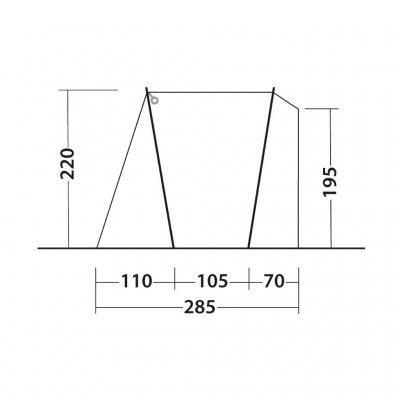 Dimensioner for forbindelse til bilen for Outwell Dunecrest L