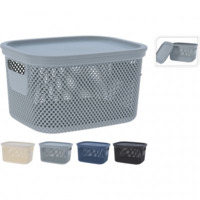 Opbevaringsboks med låg, 6 L, blandede farver