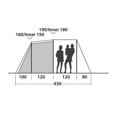 Højde til telt og sovekabine Easy Camp Huntsville 400